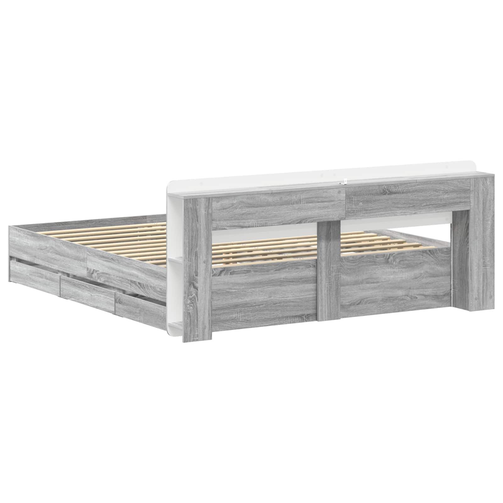 vidaXL Bed Frame with Storage and Headboard Grey Sonoma 180 x 200 cm 6