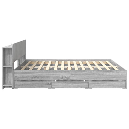 vidaXL Bed Frame with Storage and Headboard Grey Sonoma 180 x 200 cm 5