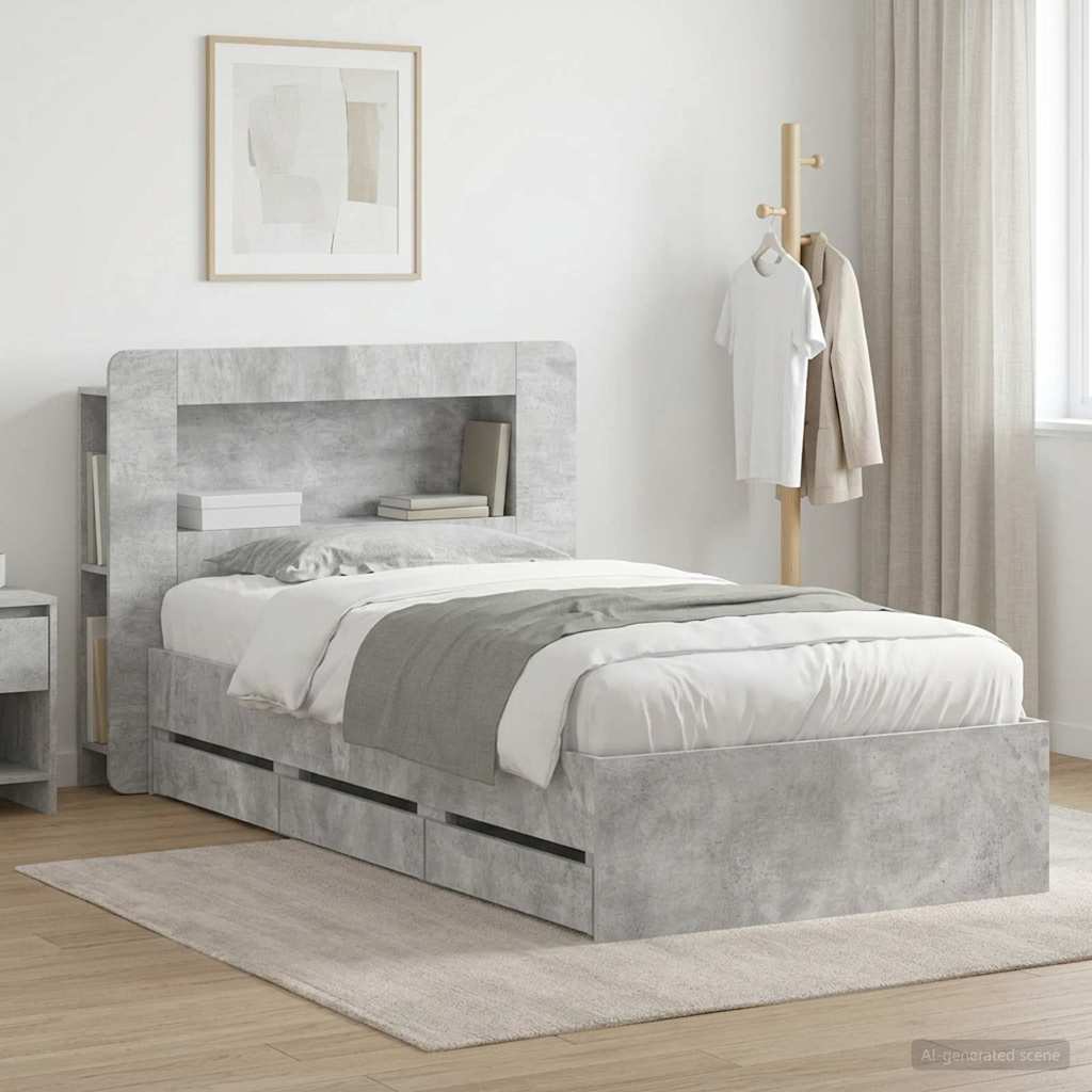 vidaXL Bed Frame with Storage and Headboard Length 190 cm with Centre Shelf