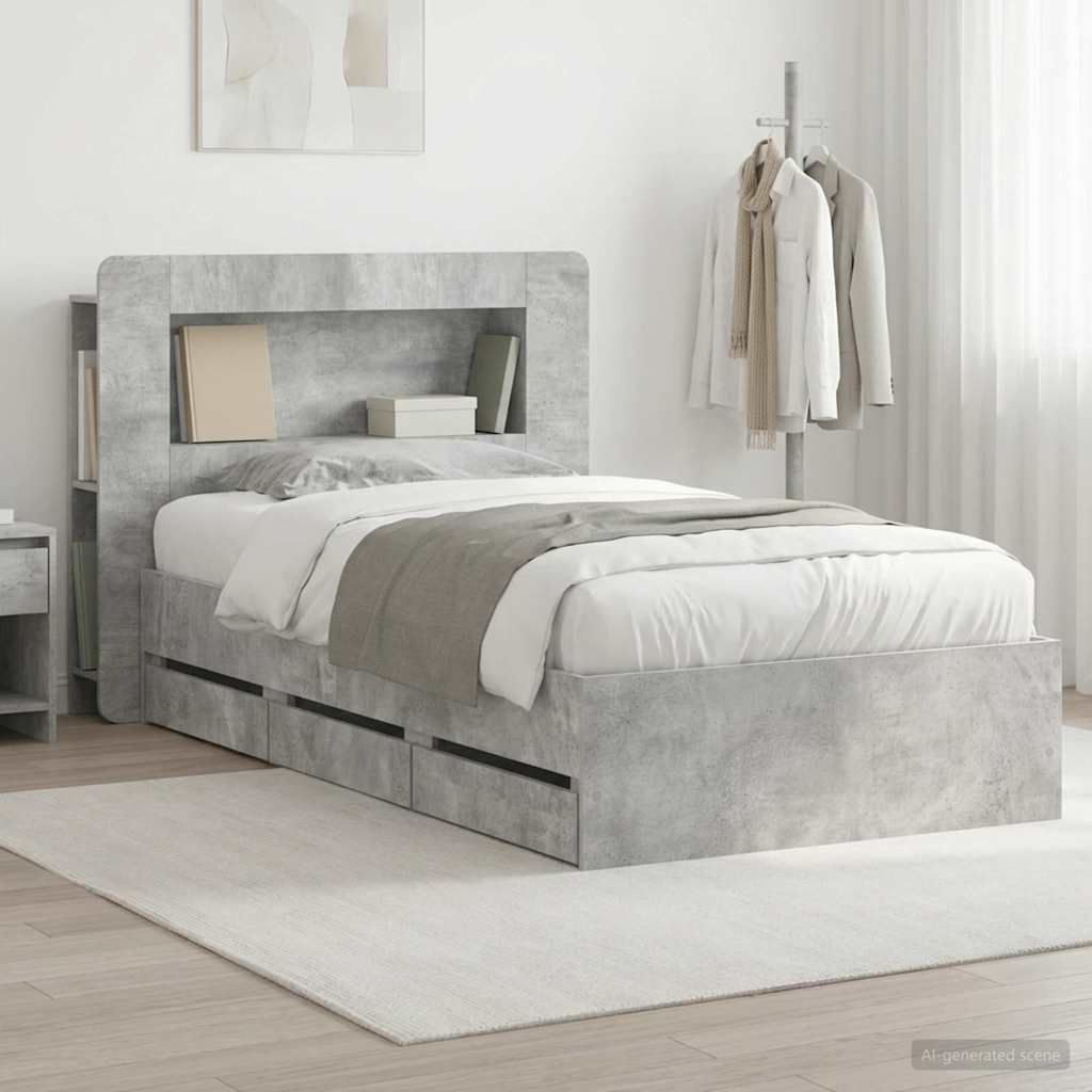 vidaXL Bed Frame with Storage and Headboard Length 190 cm with Centre Shelf