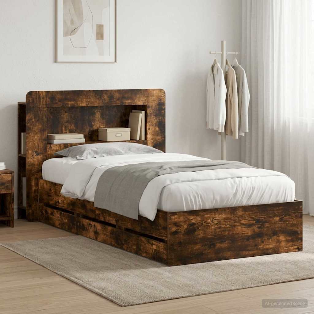 vidaXL Bed Frame with Storage and Headboard Length 190 cm with Centre Shelf