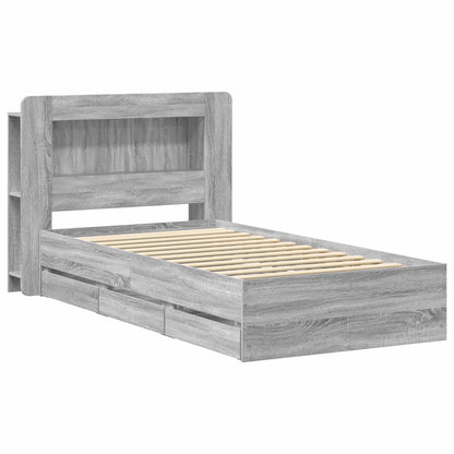 vidaXL Bed Frame with Storage and Headboard Grey Sonoma 90 x 200 cm 3