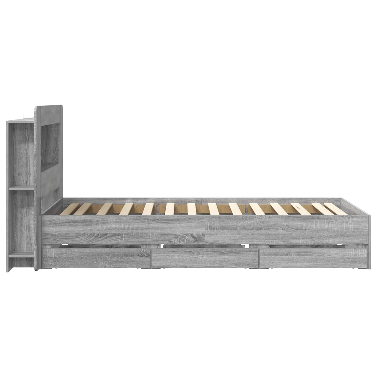 vidaXL Bed Frame with Storage and Headboard Grey Sonoma 90 x 200 cm 5