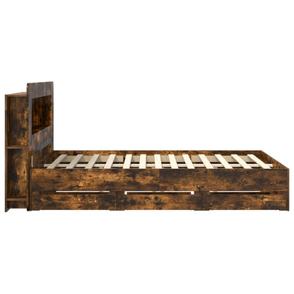 vidaXL Bed Frame with Storage and Headboard Smoked Oak 135 x 190 cm 5