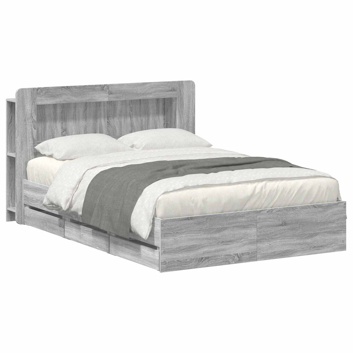 vidaXL Bed Frame with Storage and Headboard Grey Sonoma 140 x 200 cm 2
