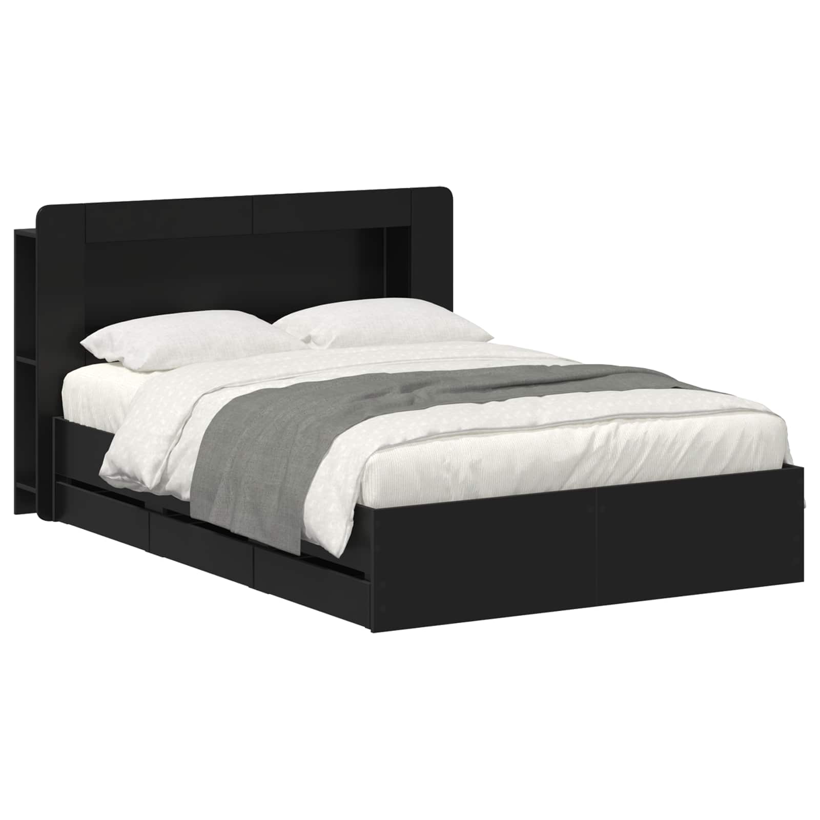 vidaXL Bed Frame with Storage and Headboard Black 150 x 200 cm 2