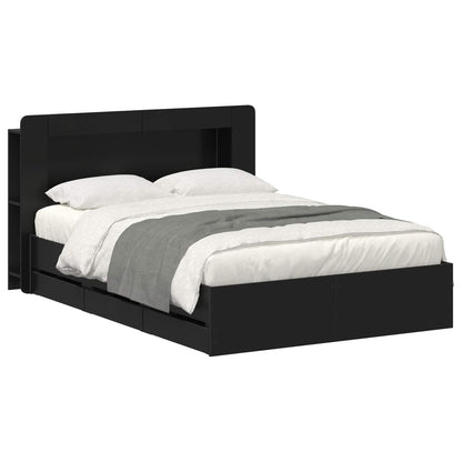 vidaXL Bed Frame with Storage and Headboard Black 150 x 200 cm 2