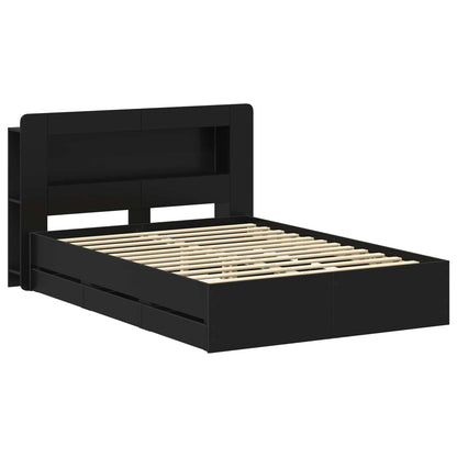 vidaXL Bed Frame with Storage and Headboard Black 150 x 200 cm 3