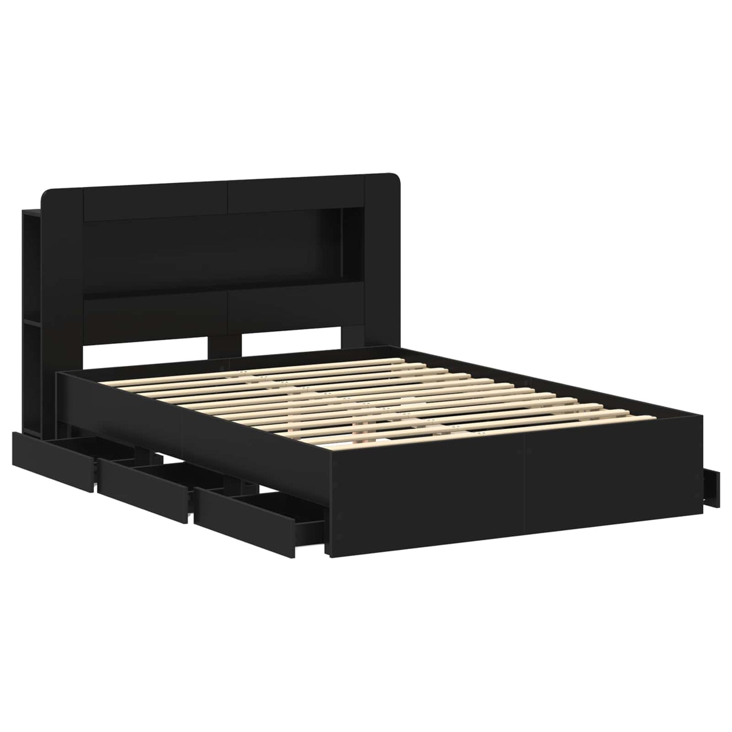 vidaXL Bed Frame with Storage and Headboard Black 150 x 200 cm 4