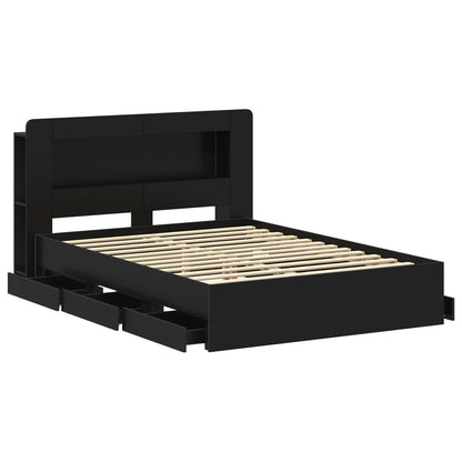 vidaXL Bed Frame with Storage and Headboard Black 150 x 200 cm 4