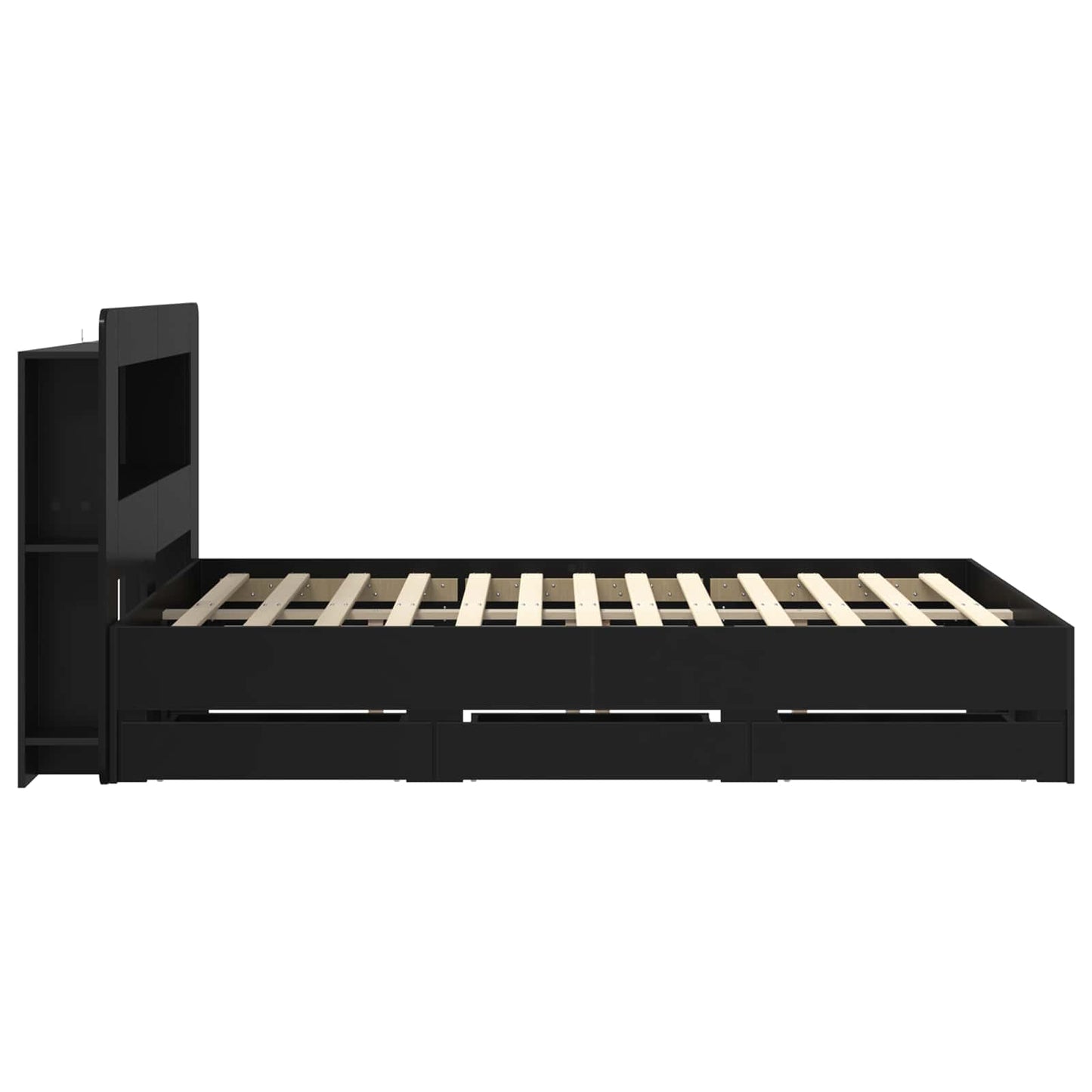 vidaXL Bed Frame with Storage and Headboard Black 150 x 200 cm 5