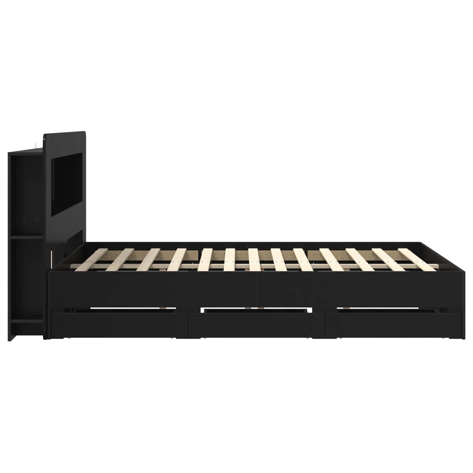 vidaXL Bed Frame with Storage and Headboard Black 150 x 200 cm 5