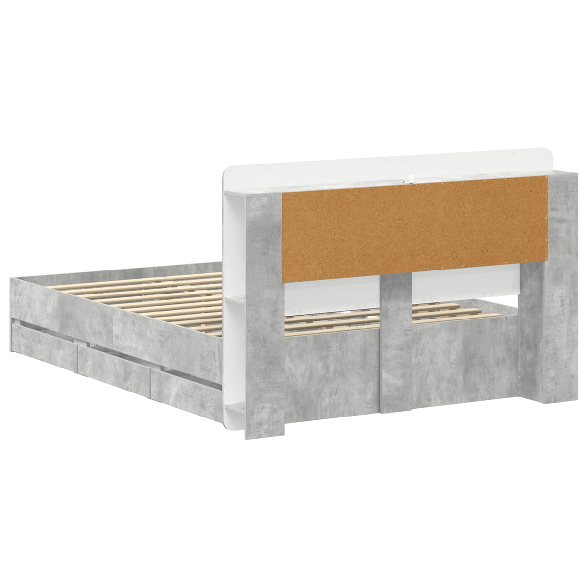 Bed Frame with Storage and Headboard Length 200 cm with Centre Shelf Concrete Grey 150 cm