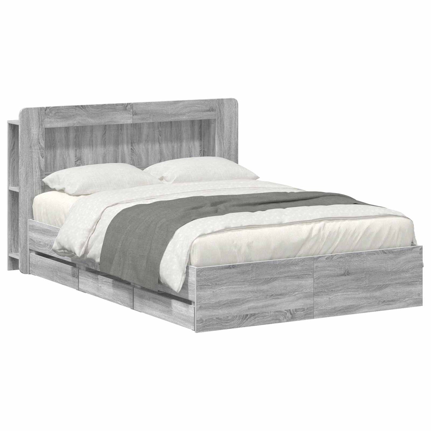 vidaXL Bed Frame with Storage and Headboard Grey Sonoma 150 x 200 cm 2