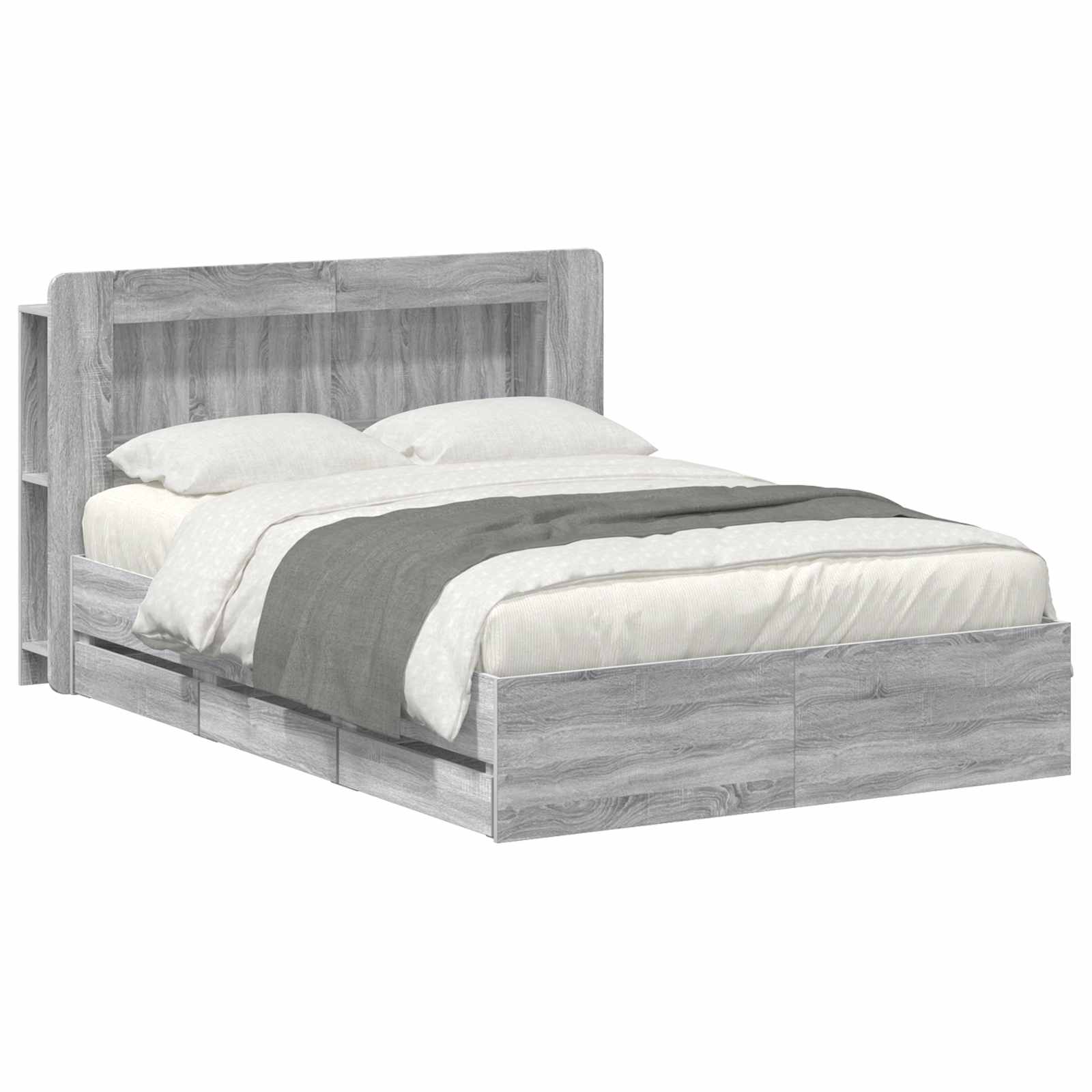 vidaXL Bed Frame with Storage and Headboard Grey Sonoma 150 x 200 cm 2