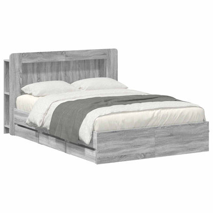 vidaXL Bed Frame with Storage and Headboard Grey Sonoma 150 x 200 cm 2