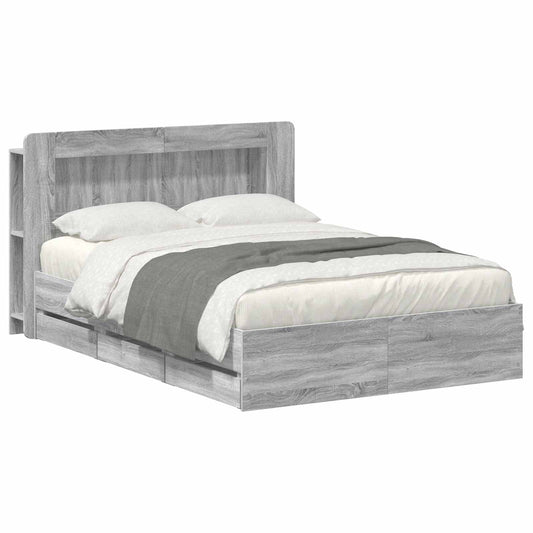 vidaXL Bed Frame with Storage and Headboard Grey Sonoma 150 x 200 cm 2
