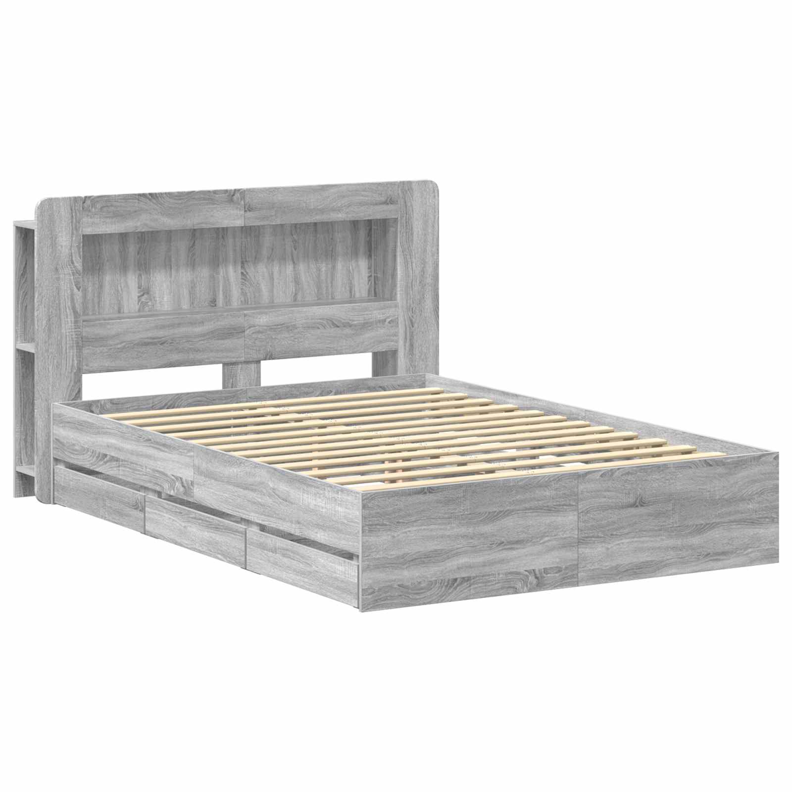 vidaXL Bed Frame with Storage and Headboard Grey Sonoma 150 x 200 cm 3