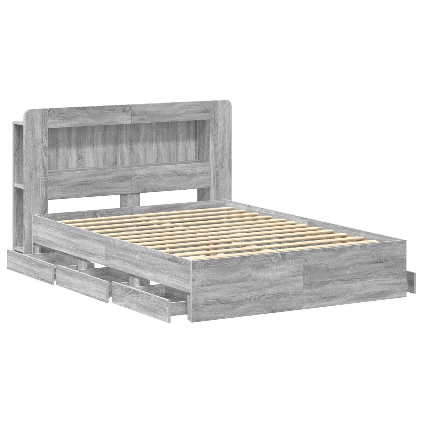 vidaXL Bed Frame with Storage and Headboard Grey Sonoma 150 x 200 cm 4