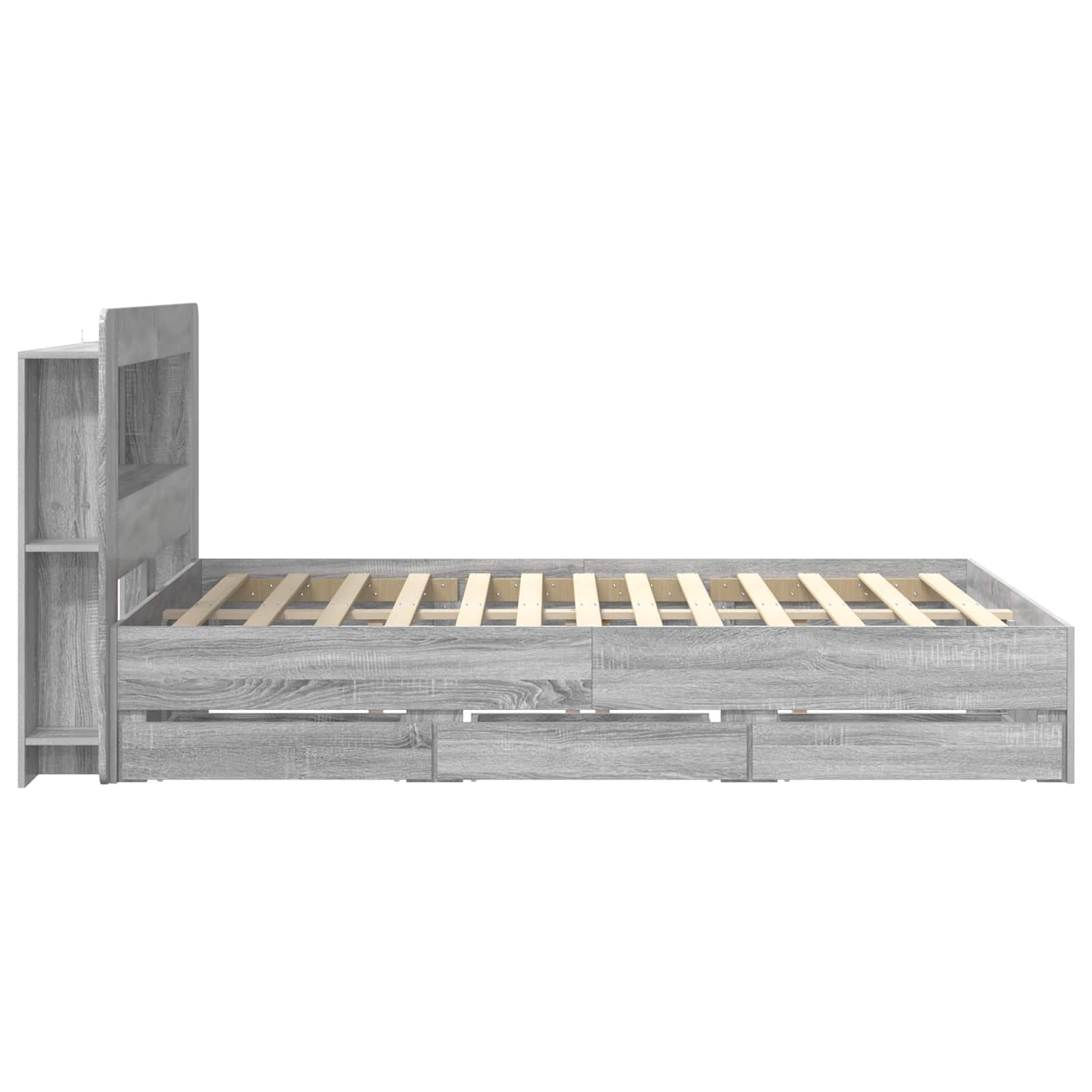 vidaXL Bed Frame with Storage and Headboard Grey Sonoma 150 x 200 cm 5