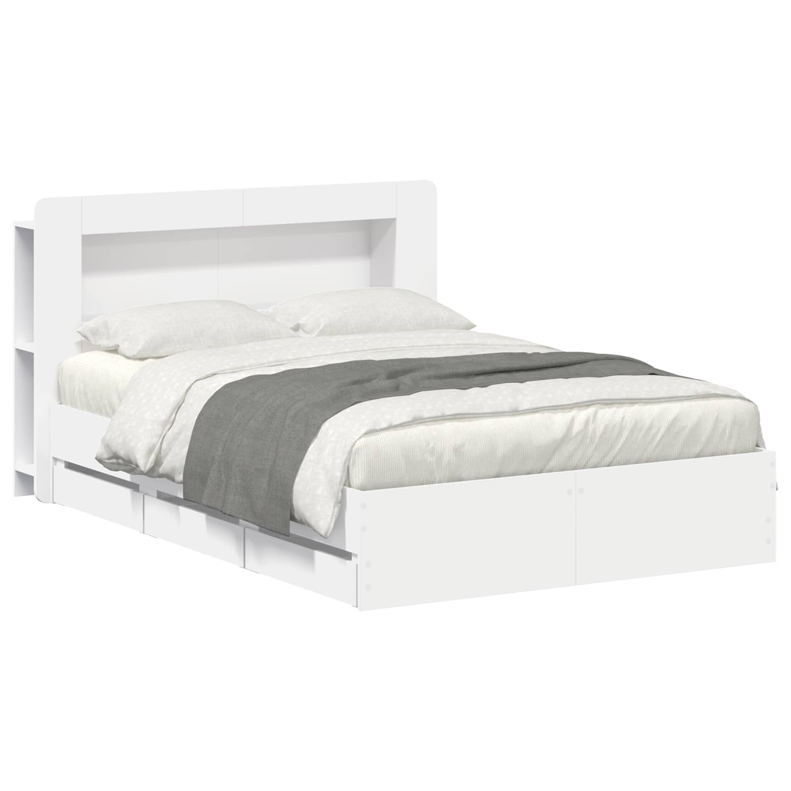 vidaXL Bed Frame with Storage and Headboard White 150 x 200 cm 2