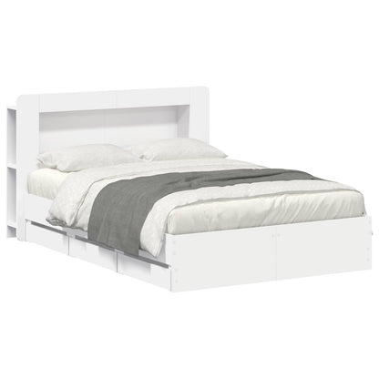 vidaXL Bed Frame with Storage and Headboard White 150 x 200 cm 2
