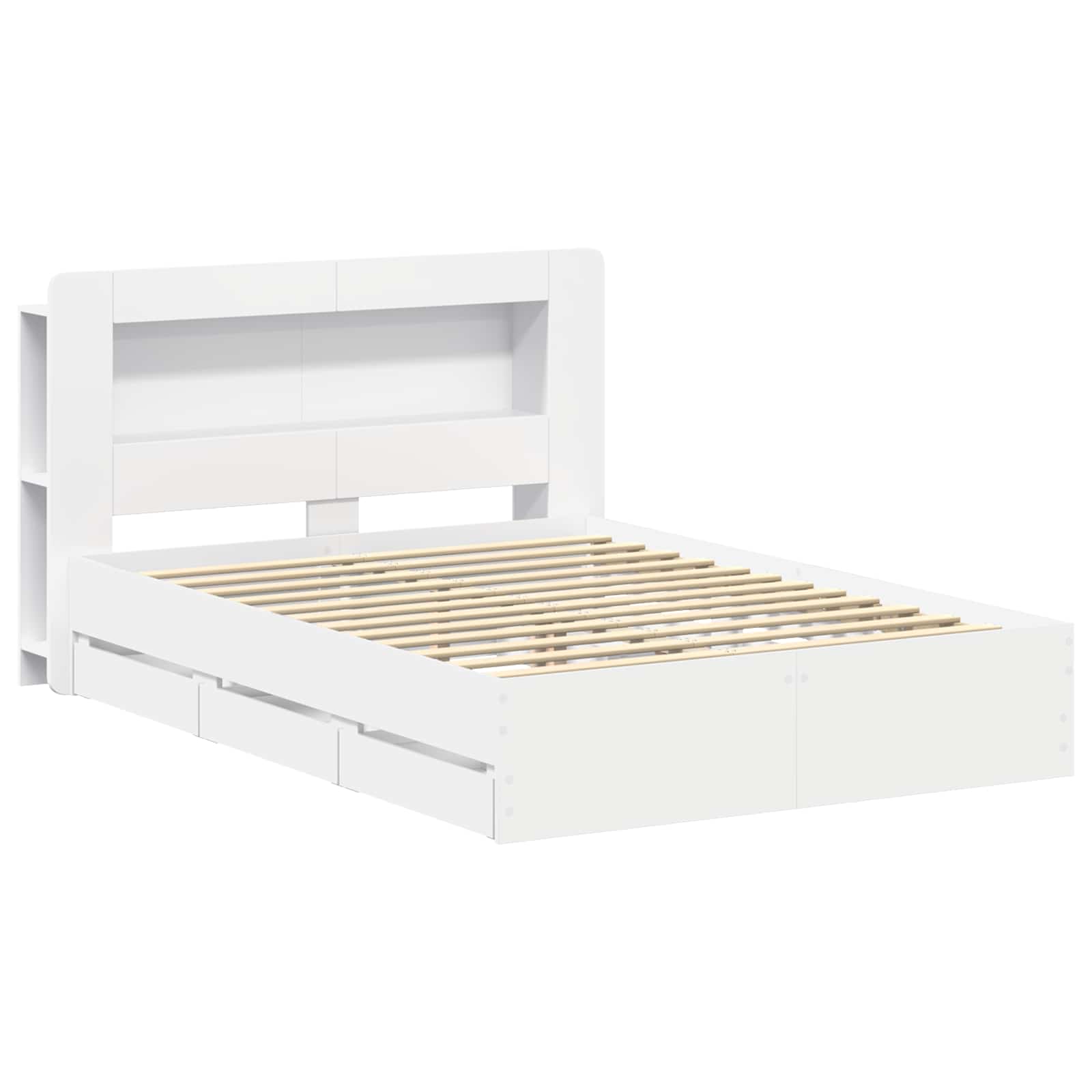vidaXL Bed Frame with Storage and Headboard White 150 x 200 cm 3