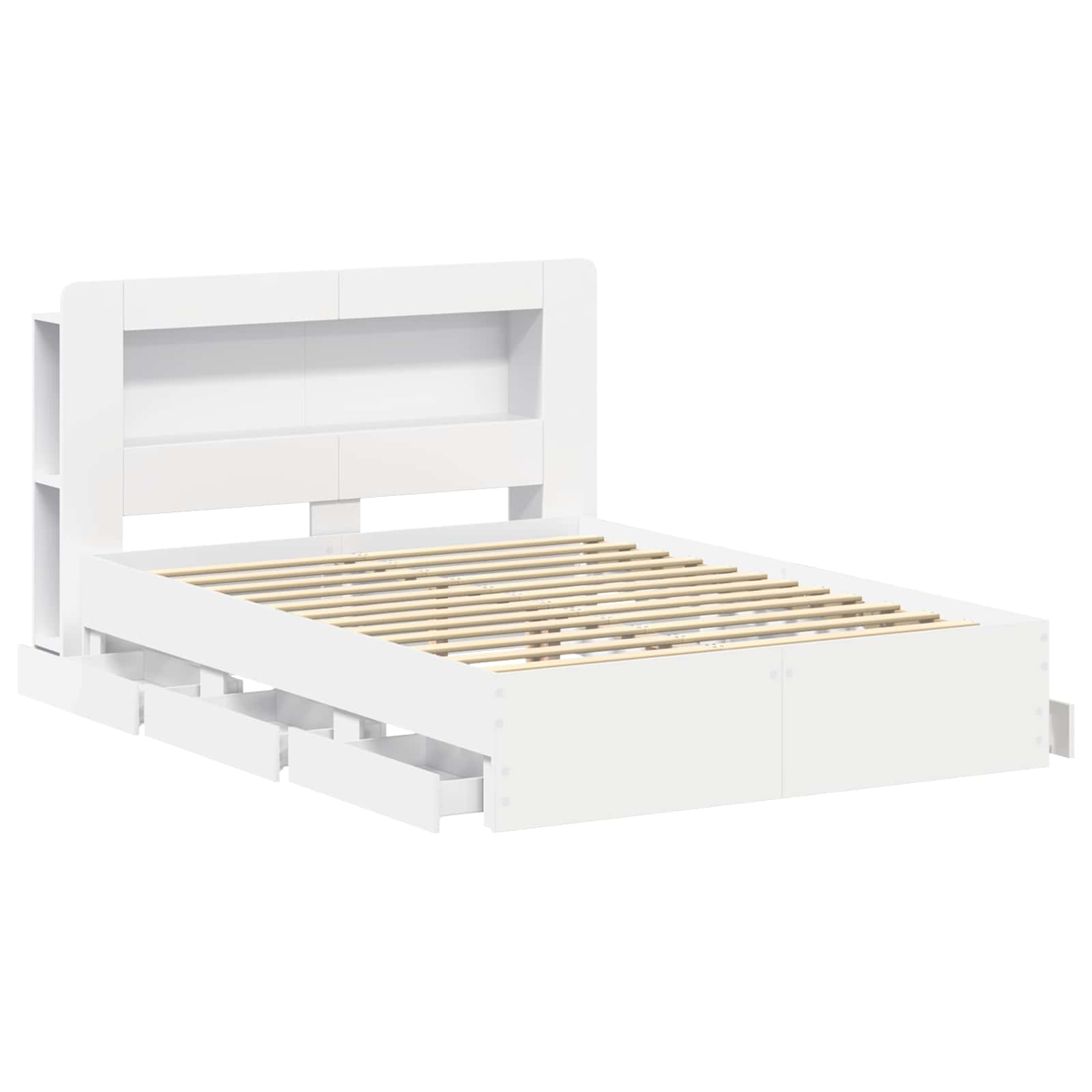 vidaXL Bed Frame with Storage and Headboard White 150 x 200 cm 4