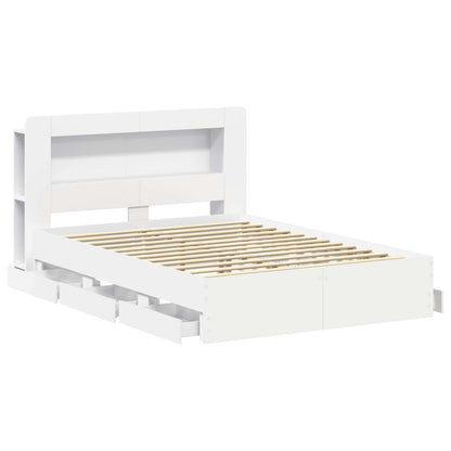 vidaXL Bed Frame with Storage and Headboard White 150 x 200 cm 4