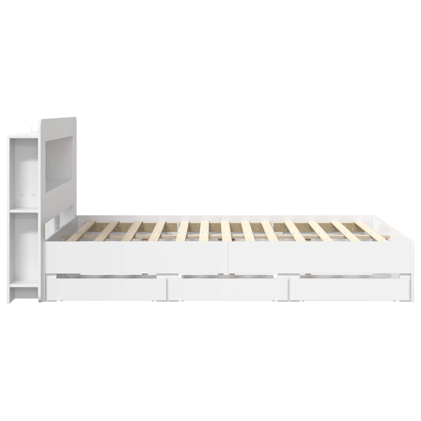 vidaXL Bed Frame with Storage and Headboard White 150 x 200 cm 5