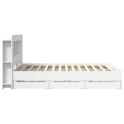 vidaXL Bed Frame with Storage and Headboard White 150 x 200 cm 5