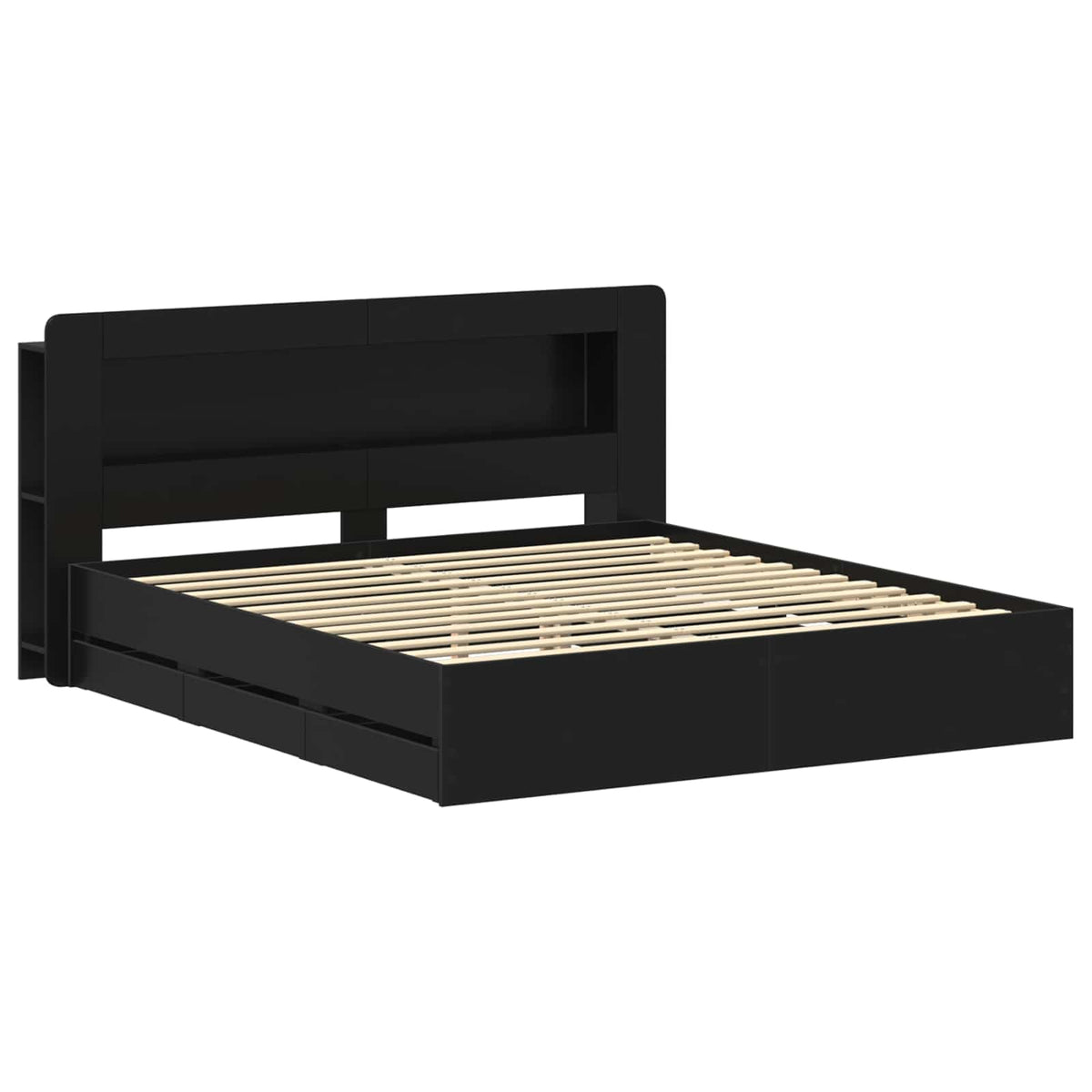 vidaXL Bed Frame with Storage and Headboard Black 180 x 200 cm 3
