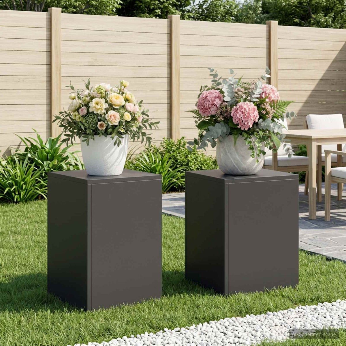 Plant Stand 30 x 30 x 40 cm Steel Black 2x (30 x 30 x 40 cm)