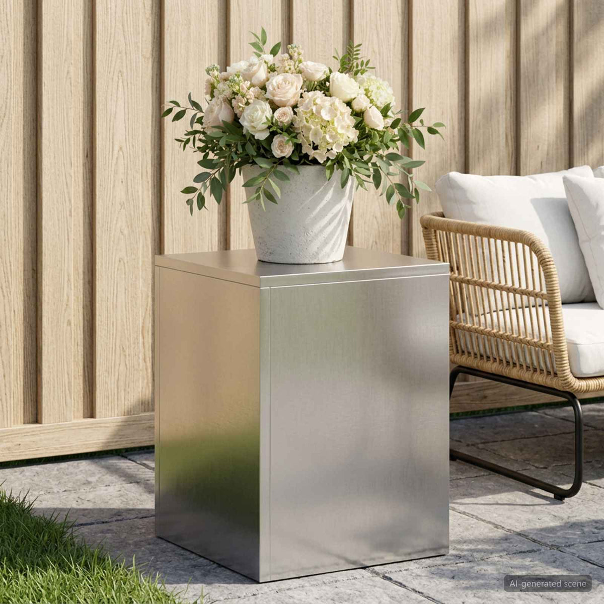 Plant Stand Silver 30 x 30 x 40 cm Steel Stainless Steel 1x (30 x 30 x 40 cm)
