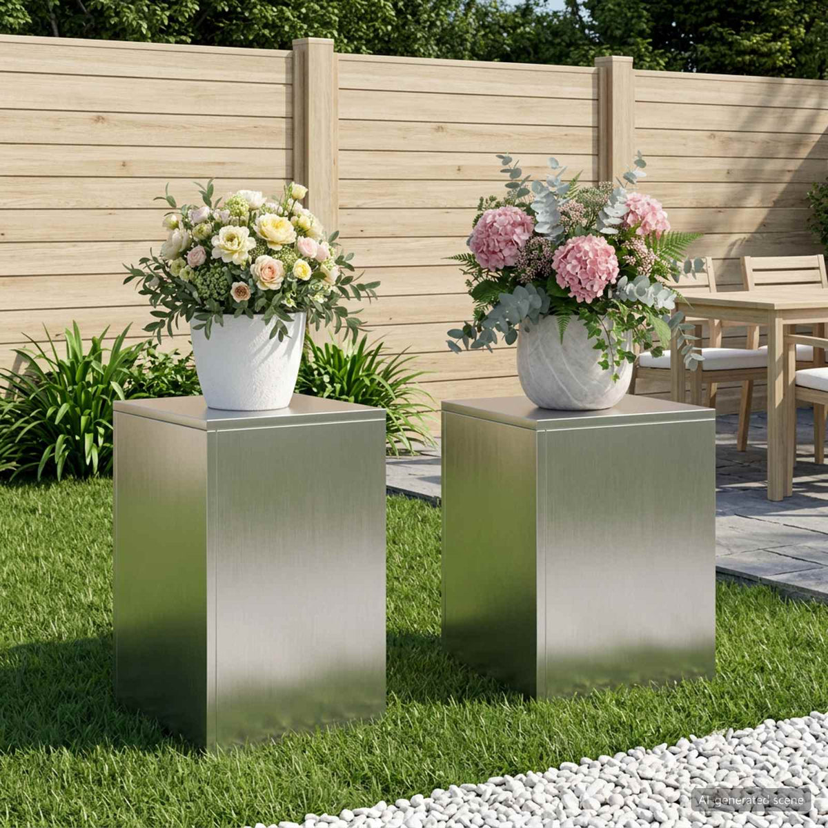 Plant Stand Silver 30 x 30 x 40 cm Steel Stainless Steel 2x (30 x 30 x 40 cm)