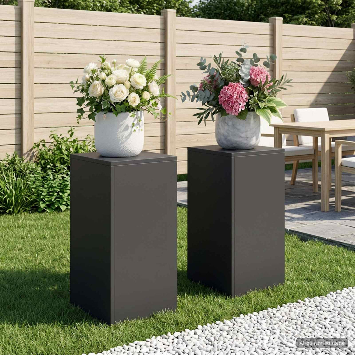 Plant Stand 30 x 30 x 40 cm Steel Black 2x (30 x 30 x 60 cm)