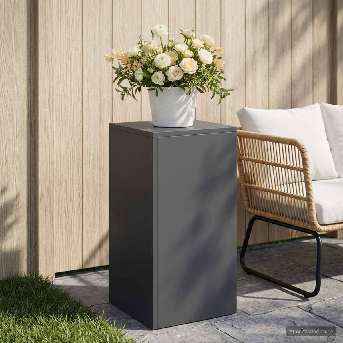 Plant Stand 2 pcs 24 x 24 x 35 cm Steel Anthracite 1x (30 x 30 x 60 cm)