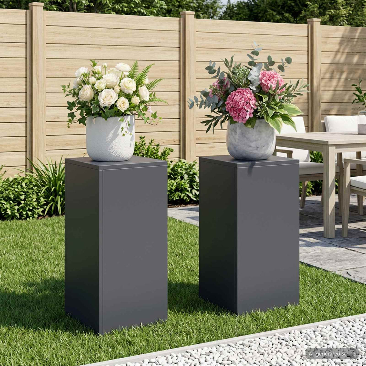Plant Stand 2 pcs 24 x 24 x 35 cm Steel Anthracite 2x (30 x 30 x 60 cm)