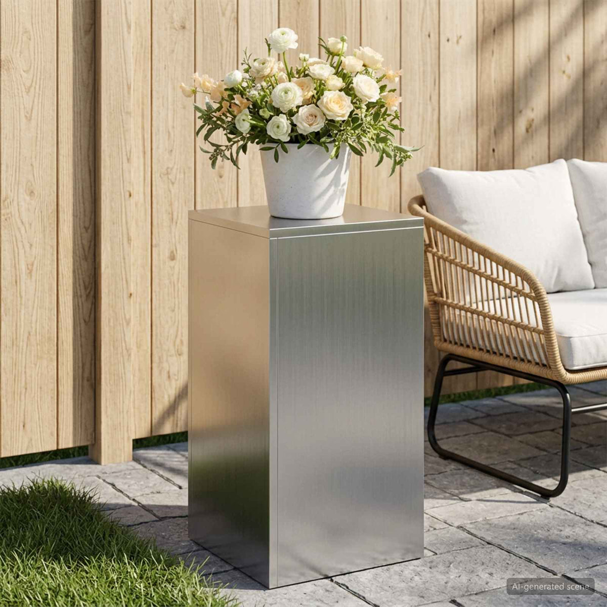 Plant Stand Silver 30 x 30 x 40 cm Steel Galvanised Steel 1x (30 x 30 x 60 cm)