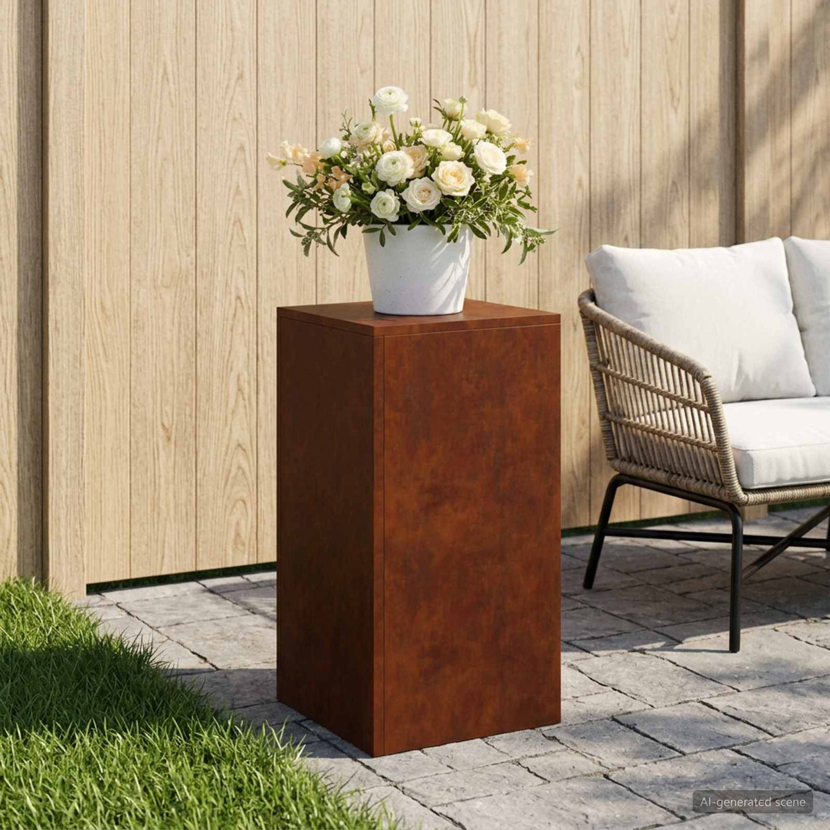Plant Stand Rusty 30 x 30 x 40 cm Weathering Steel 1x (30 x 30 x 60 cm)