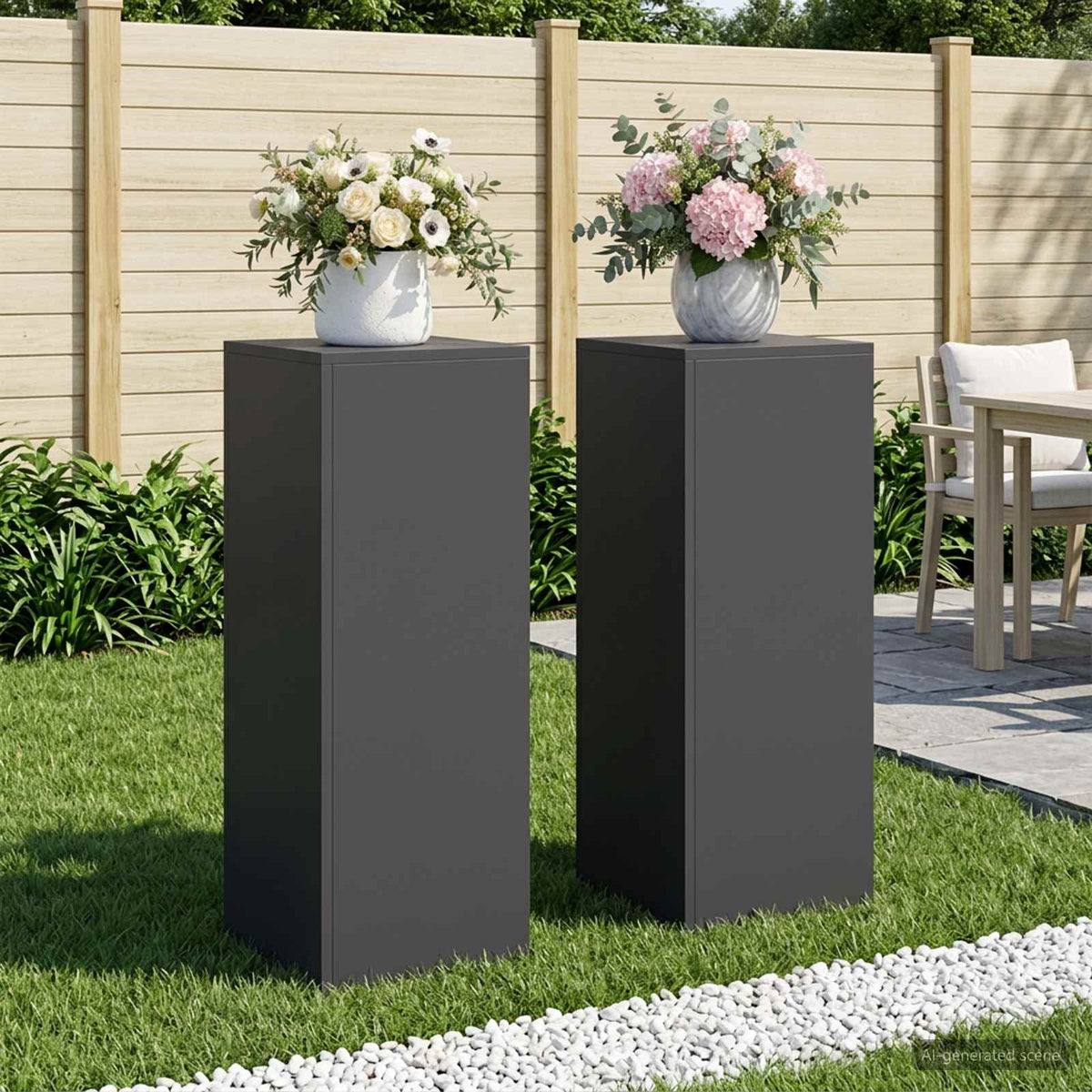 Plant Stand 30 x 30 x 40 cm Steel Black 2x (30 x 30 x 80 cm)