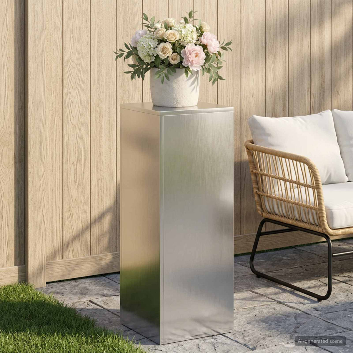 Plant Stand Silver 30 x 30 x 40 cm Steel Stainless Steel 1x (30 x 30 x 80 cm)