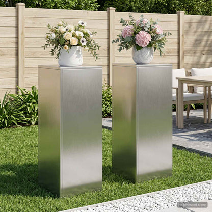 Plant Stand Silver 30 x 30 x 40 cm Steel Stainless Steel 2x (30 x 30 x 80 cm)