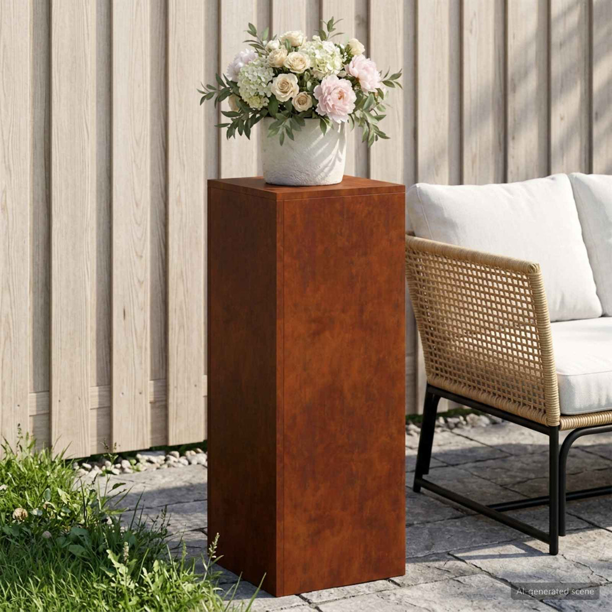 Plant Stand Rusty 30 x 30 x 40 cm Weathering Steel 1x (30 x 30 x 80 cm)