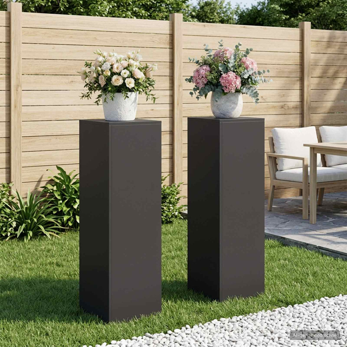 Plant Stand 30 x 30 x 40 cm Steel Black 2x (30 x 30 x 100 cm)