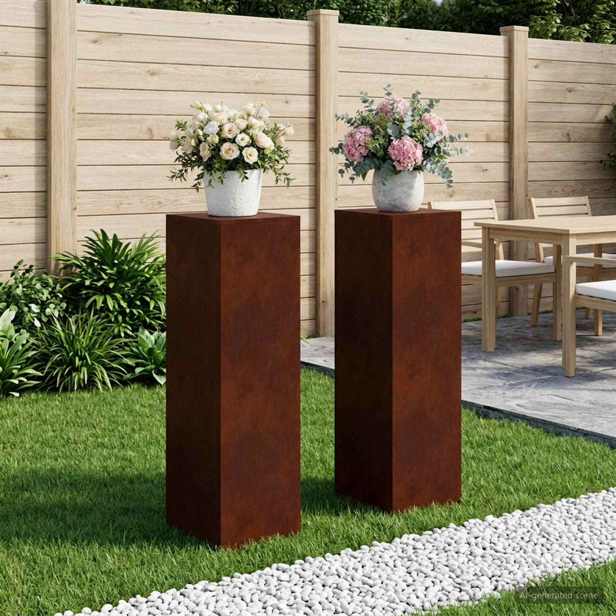 Plant Stand Rusty 30 x 30 x 40 cm Weathering Steel 2x (30 x 30 x 100 cm)