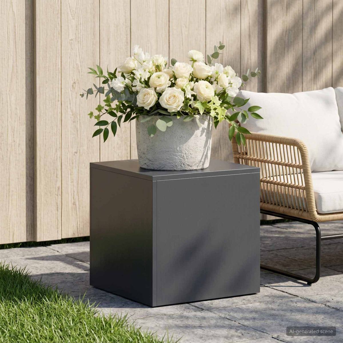 Plant Stand 2 pcs 24 x 24 x 35 cm Steel Anthracite 1x (40 x 40 x 40 cm)
