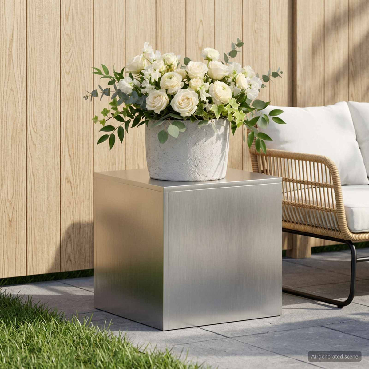 Plant Stand Silver 30 x 30 x 40 cm Steel Stainless Steel 1x (40 x 40 x 40 cm)