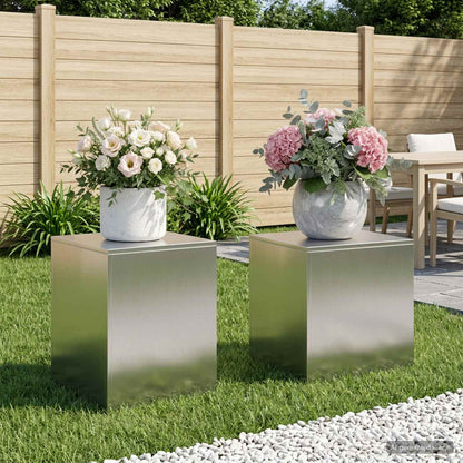 Plant Stand Silver 30 x 30 x 40 cm Steel Stainless Steel 2x (40 x 40 x 40 cm)