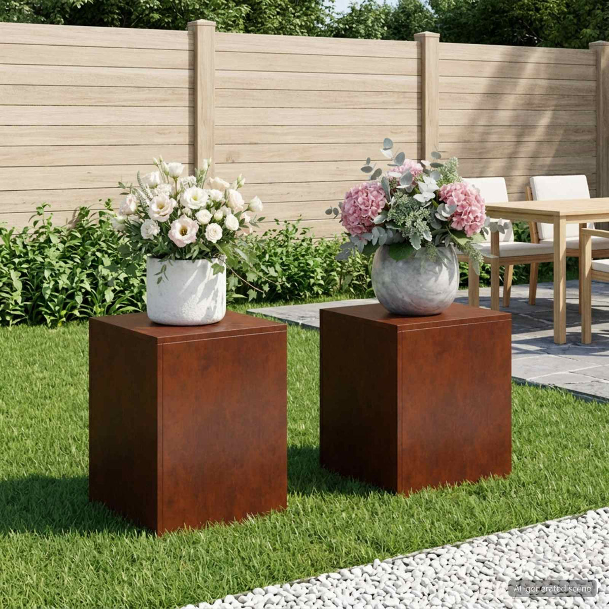 Plant Stand Rusty 30 x 30 x 40 cm Weathering Steel 2x (40 x 40 x 40 cm)